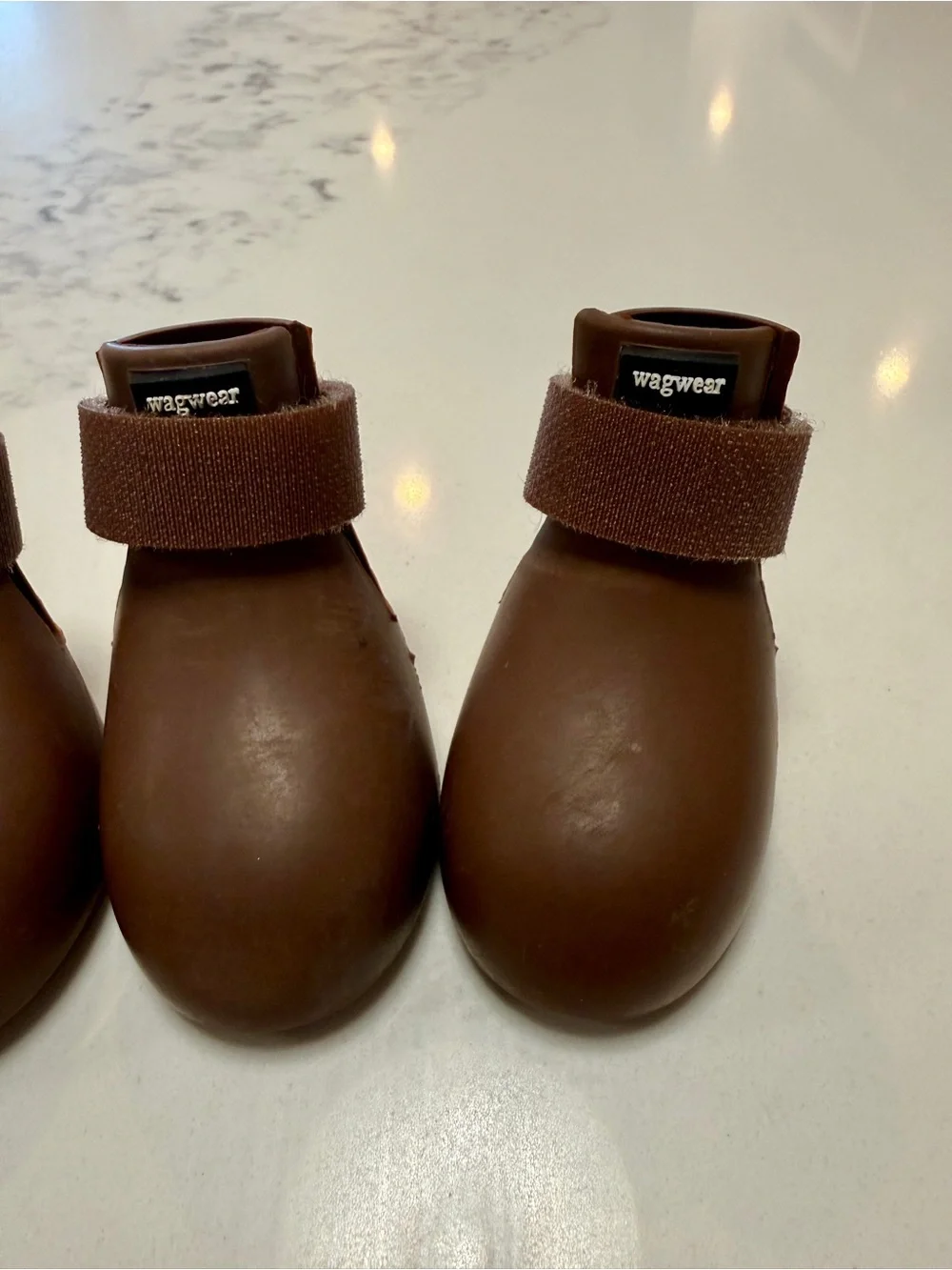 Wagwear Wagwellies Brown Waterproof Dog Boots with Adjustable Straps size XS